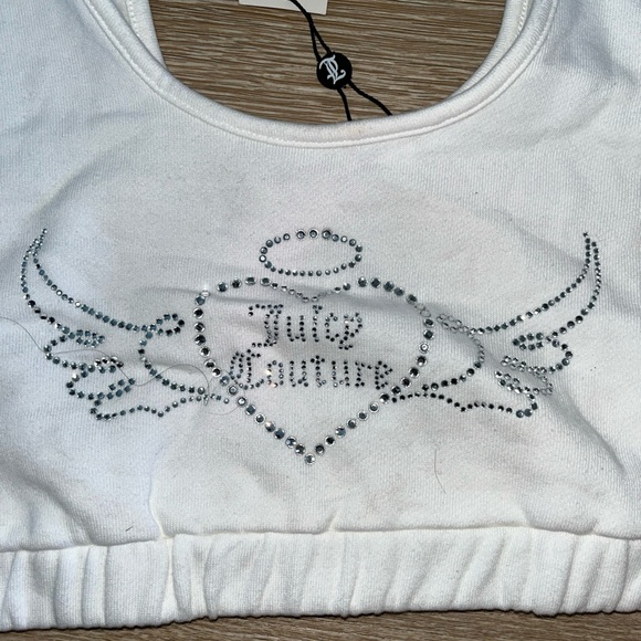 Juicy Couture White Rhinestone Wing Logo Cropped Tank - Picture 5 of 5